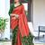 Rust block print soft pure cotton saree with blouse.