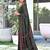 Black block print soft pure cotton saree with blouse.