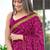 Wine block print soft pure cotton saree with blouse.