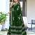 Dark green block print soft pure cotton saree with blouse.