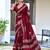 Maroon block print soft pure cotton saree with blouse.