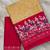 Beige, red batik print soft pure cotton saree with blouse.