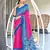 Pink, blue batik print soft pure cotton saree with blouse.