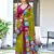 Mehendi block print soft pure cotton saree with blouse.