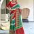 Green ikkat print soft pure cotton saree with blouse.