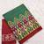 Green ikkat print soft pure cotton saree with blouse.