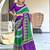 Purple ikkat print soft pure cotton saree with blouse.