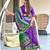 Purple ikkat print soft pure cotton saree with blouse.