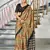 Beige ikkat print soft pure cotton saree with blouse.