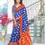 Blue ikkat print soft pure cotton saree with blouse.