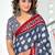 Grey ikkat print soft pure cotton saree with blouse.