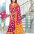 Pink ikkat print soft pure cotton saree with blouse.