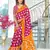 Pink ikkat print soft pure cotton saree with blouse.