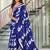 Blue floral print soft pure cotton saree with blouse.