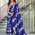 Blue floral print soft pure cotton saree with blouse.