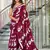 Maroon floral print soft pure cotton saree with blouse.