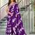 Purple floral print soft pure cotton saree with blouse.