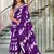 Purple floral print soft pure cotton saree with blouse.