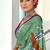 Light green floral print soft pure cotton saree with blouse.