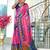 Pink floral print soft pure cotton saree with blouse.