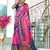 Pink floral print soft pure cotton saree with blouse.