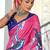 Pink floral print soft pure cotton saree with blouse.