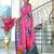 Pink floral print soft pure cotton saree with blouse.