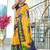Yellow floral print soft pure cotton saree with blouse.