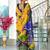 Yellow floral print soft pure cotton saree with blouse.