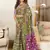 Mehendi floral print soft pure cotton saree with blouse.