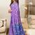 Purple floral print soft pure cotton saree with blouse.