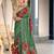 Green floral, batik print soft pure cotton saree with blouse.