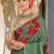 Green floral, batik print soft pure cotton saree with blouse.