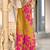 Mustard floral, batik print soft pure cotton saree with blouse.