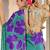 Teal green floral, batik print soft pure cotton saree with blouse.