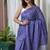 Blue polka dot print soft pure cotton saree with blouse.
