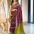 Maroon ikkat, block print mulmul cotton saree with blouse.