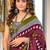 Maroon ikkat, block print mulmul cotton saree with blouse.