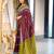 Maroon ikkat, block print mulmul cotton saree with blouse.