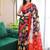 Black ikkat print mulmul cotton saree with blouse.