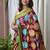Wine ikkat print mulmul cotton saree with blouse.