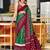 Dark green ikkat print mulmul cotton saree with blouse.