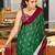 Dark green ikkat print mulmul cotton saree with blouse.