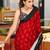 Red ikkat print mulmul cotton saree with blouse.