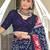 Navy blue ikkat print mulmul cotton saree with blouse.