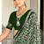Green batik print mulmul cotton saree with blouse.