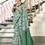 Green floral, zigzag print mulmul cotton saree with blouse.