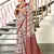 Maroon floral, zigzag print mulmul cotton saree with blouse.