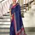 Navy blue bandhani print mulmul cotton saree with blouse.