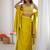 Stylish Yellow Sequins Crepe Indo-Western Drape Lehenga Set With Shrug